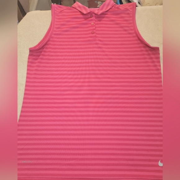Nike Golf Dry-fit Top Pink Striped Large Sleeveless 💕 Excellent - Picture 2 of 4